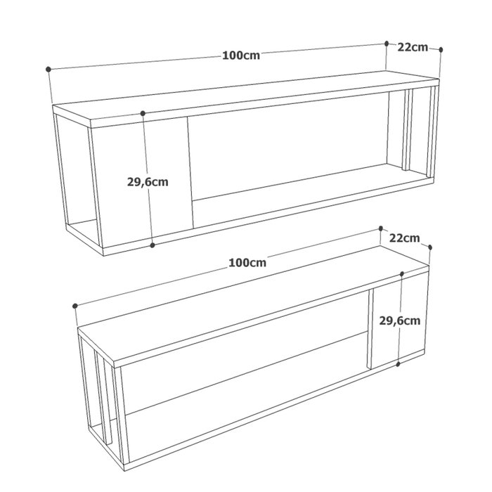 Hanah Home Vg18-A Estantería de Pared Pino Atlántico (2 piezas)